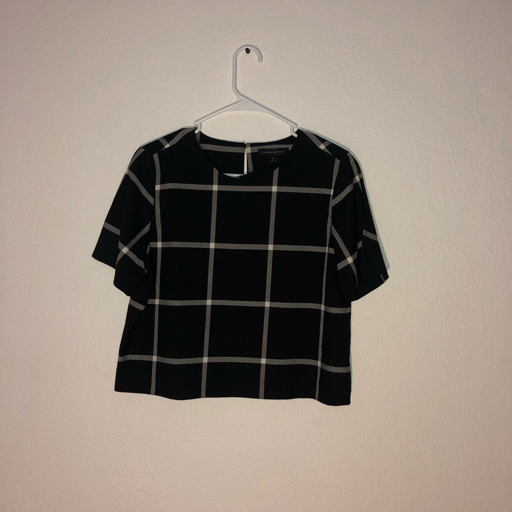 Black Plaid  crop top shirt